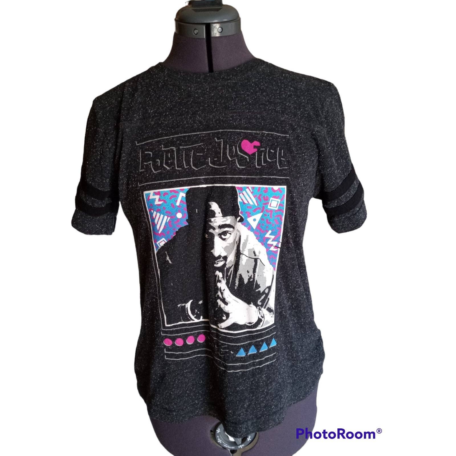 Hybrid, Poetic Justice, Tupac, Grey, Short Sleeve Tee Shirt, Youth Boy's L